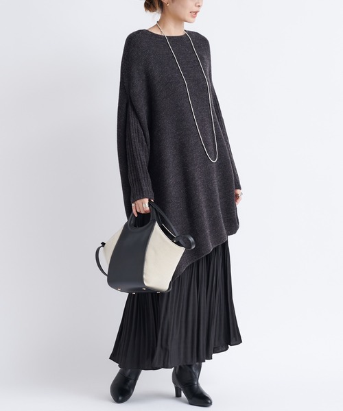 DouDou(ドゥドゥ)の「ガーターアシメプルオーバー(ニット/セーター・レディース・チャコールグレー/モカ/キナリ・FREE)」の21枚目の写真