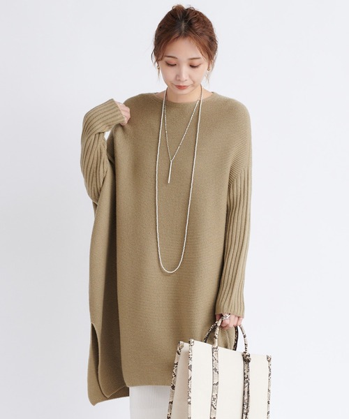 DouDou(ドゥドゥ)の「ガーターアシメプルオーバー(ニット/セーター・レディース・チャコールグレー/モカ/キナリ・FREE)」の7枚目の写真