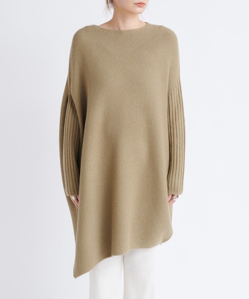 DouDou(ドゥドゥ)の「ガーターアシメプルオーバー(ニット/セーター・レディース・チャコールグレー/モカ/キナリ・FREE)」の8枚目の写真