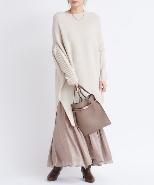 DouDou(ドゥドゥ)の「ガーターアシメプルオーバー(ニット/セーター・レディース・チャコールグレー/モカ/キナリ・FREE)」の22枚目の写真