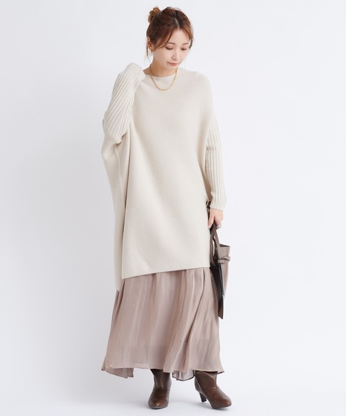 DouDou(ドゥドゥ)の「ガーターアシメプルオーバー(ニット/セーター・レディース・チャコールグレー/モカ/キナリ・FREE)」の11枚目の写真