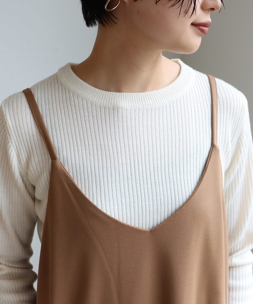 andme（アンドミー）の「きれいめポンチキャミワンピース（ワンピース・レディース・ブラック/ネイビー/カーキ/ライトブラウン/グレー系その他/ミント・M/L）」の7枚目の写真