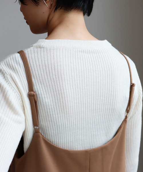 andme（アンドミー）の「きれいめポンチキャミワンピース（ワンピース・レディース・ブラック/ネイビー/カーキ/ライトブラウン/グレー系その他/ミント・M/L）」の9枚目の写真