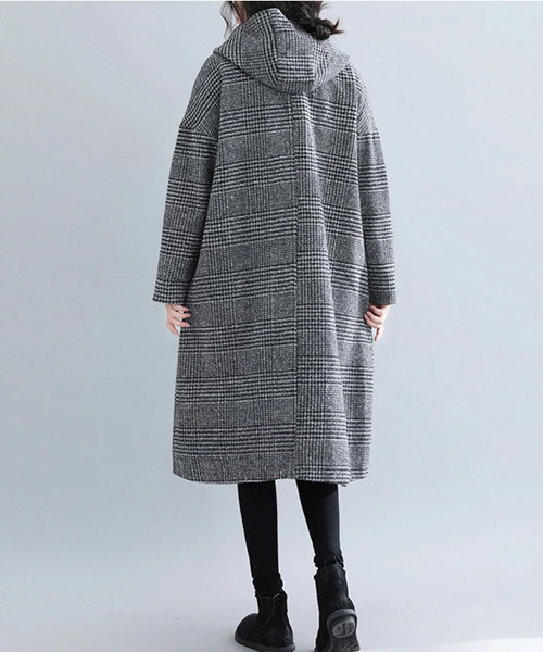 SUGAR BISKET（シュガービスケット）の「グレンチェックゆったりコート（その他アウター・レディース・グレー/モカ・M/L/XL）」の5枚目の写真