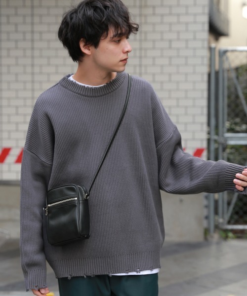 RAGEBLUE（レイジブルー）の「ヴィンテージダメージニットクルー/928255（ニット/セーター・メンズ・ライトグリーン/ピンク系その他/スミクロ・FREE）」の9枚目の写真