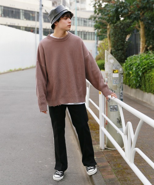 RAGEBLUE（レイジブルー）の「ヴィンテージダメージニットクルー/928255（ニット/セーター・メンズ・ライトグリーン/ピンク系その他/スミクロ・FREE）」の14枚目の写真