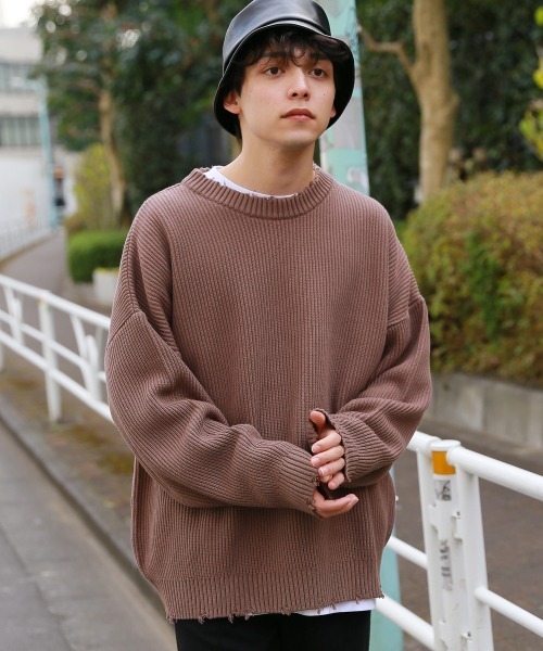 RAGEBLUE（レイジブルー）の「ヴィンテージダメージニットクルー/928255（ニット/セーター・メンズ・ライトグリーン/ピンク系その他/スミクロ・FREE）」の12枚目の写真