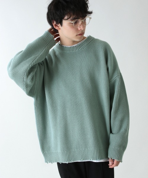 RAGEBLUE（レイジブルー）の「ヴィンテージダメージニットクルー/928255（ニット/セーター・メンズ・ライトグリーン/ピンク系その他/スミクロ・FREE）」の18枚目の写真