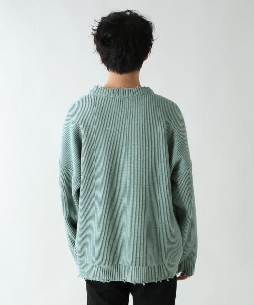 RAGEBLUE（レイジブルー）の「ヴィンテージダメージニットクルー/928255（ニット/セーター・メンズ・ライトグリーン/ピンク系その他/スミクロ・FREE）」の21枚目の写真