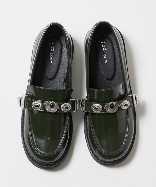 WHO'S WHO gallery(フーズフーギャラリー)の「マニッシュコンチョローファー(ローファー・レディース・ダークグリーン/ブラック系その他・MEDIUM/LARGE)」の4枚目の写真