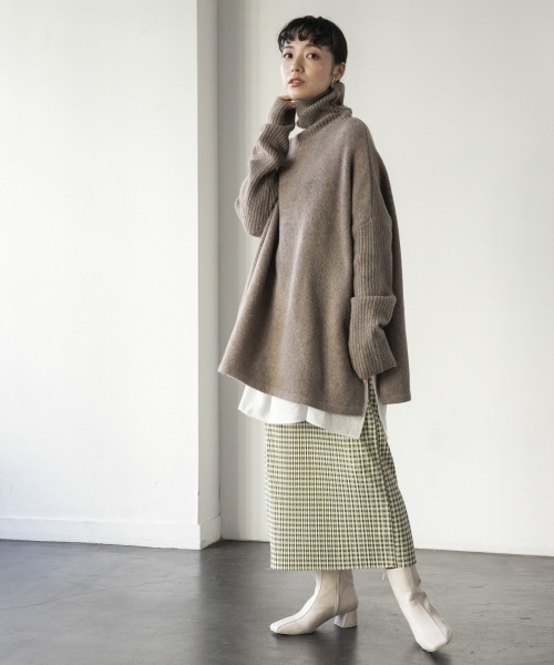 LOWRYS FARM(ローリーズファーム)の「チェックプリーツタイトスカート 928315(スカート・レディース・ベージュ/ダークブラウン/グリーン・FREE)」の6枚目の写真