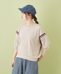 CUBE SUGAR（キューブシュガー）の「WEB限定 空紡糸 配色テープ 5分袖 プルオーバー（Tシャツ/カットソー）」
