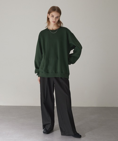 Champion（チャンピオン）の「Champion PULLOVER オーバーサイズ プルオーバー クルーネック スウェット/チャンピオン（スウェット・メンズ・ホワイト/チャコールグレー/ブラック/ダークグリーン/パープル/ネイビー/グレー/レッド/ロイヤルブルー/ワイン/オレンジ・S/M/L/XL）」の17枚目の写真