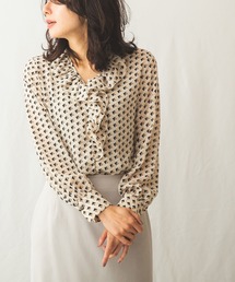 NARACAMICIE | 幾何ジョーゼットフリル衿ブラウス(シャツ/ブラウス)