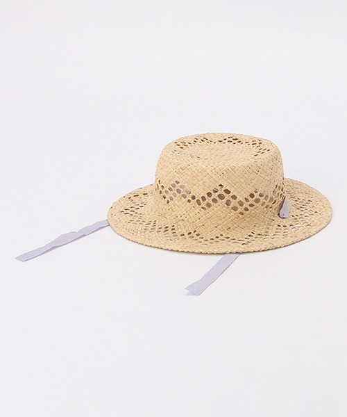 petit main（プティマイン）の「透かし編みリボンラフィアハット（キャップ・キッズ・モカ/ラベンダー・50cm/52cm/54cm）」の11枚目の写真