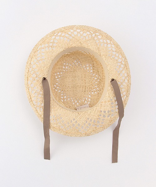 petit main（プティマイン）の「透かし編みリボンラフィアハット（キャップ・キッズ・モカ/ラベンダー・50cm/52cm/54cm）」の7枚目の写真