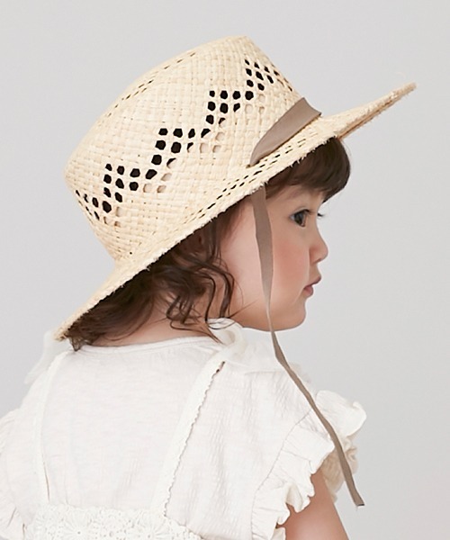 petit main（プティマイン）の「透かし編みリボンラフィアハット（キャップ・キッズ・モカ/ラベンダー・50cm/52cm/54cm）」の18枚目の写真