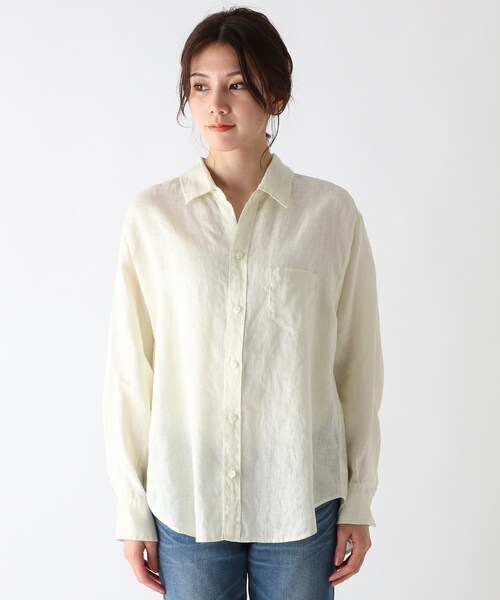 JET（ジェット）の「◆【ウォッシャブル】フレンチリネンシャツ（シャツ/ブラウス・レディース・ホワイト/チャコールグレー/ライトグリーン/ベージュ/ライトオレンジ系/レモンイエロー/パープル系4・04/80）」の20枚目の写真