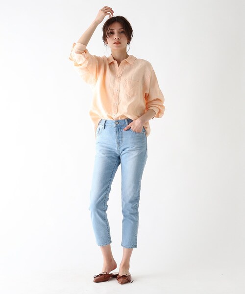 JET（ジェット）の「◆【ウォッシャブル】フレンチリネンシャツ（シャツ/ブラウス・レディース・ホワイト/チャコールグレー/ライトグリーン/ベージュ/ライトオレンジ系/レモンイエロー/パープル系4・04/80）」の13枚目の写真