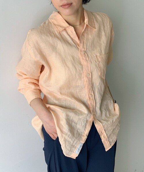 JET（ジェット）の「◆【ウォッシャブル】フレンチリネンシャツ（シャツ/ブラウス・レディース・ホワイト/チャコールグレー/ライトグリーン/ベージュ/ライトオレンジ系/レモンイエロー/パープル系4・04/80）」の11枚目の写真