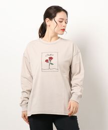 SPINNS | 薔薇プリント ステッチデザインロンT(Tシャツ/カットソー)