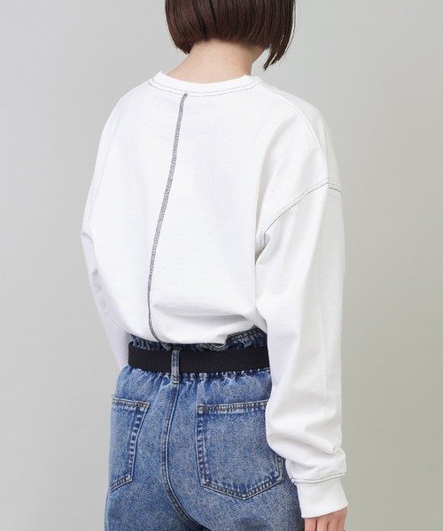 SPINNS（スピンズ）の「薔薇プリント ステッチデザインロンT（Tシャツ/カットソー・レディース・オフホワイト/グレイッシュベージュ/チャコール・ONESIZE）」の8枚目の写真