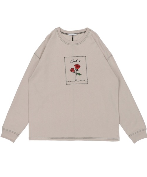 SPINNS（スピンズ）の「薔薇プリント ステッチデザインロンT（Tシャツ/カットソー・レディース・オフホワイト/グレイッシュベージュ/チャコール・ONESIZE）」の17枚目の写真