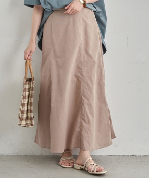 earth music&ecology（アースミュージックアンドエコロジー）の「フレンチリネンブレンドスカート　＊（スカート・レディース・サーモンピンク/チェック/ベージュ/その他8/ミント/ダークネイビー・FREE）」の2枚目の写真