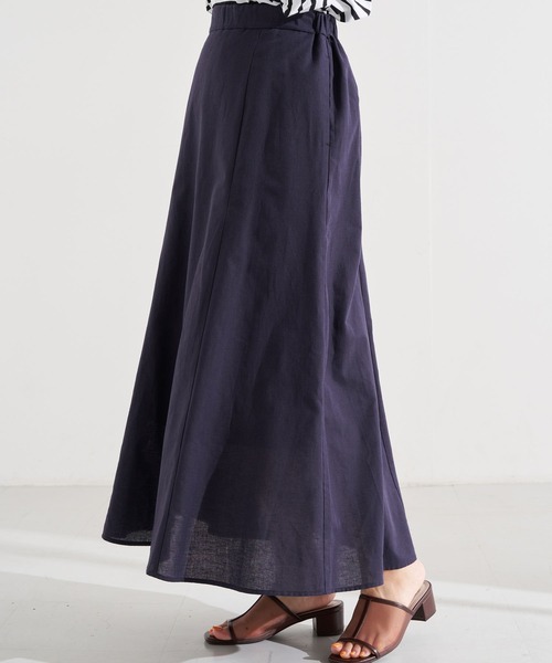 earth music&ecology（アースミュージックアンドエコロジー）の「フレンチリネンブレンドスカート　＊（スカート・レディース・サーモンピンク/チェック/ベージュ/その他8/ミント/ダークネイビー・FREE）」の4枚目の写真