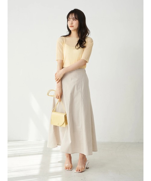 earth music&ecology（アースミュージックアンドエコロジー）の「フレンチリネンブレンドスカート　＊（スカート・レディース・サーモンピンク/チェック/ベージュ/その他8/ミント/ダークネイビー・FREE）」の11枚目の写真