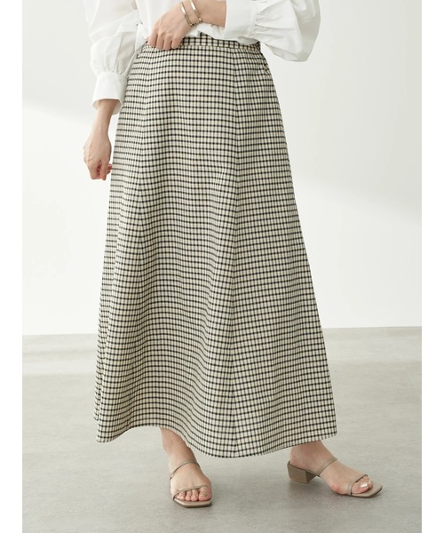 earth music&ecology（アースミュージックアンドエコロジー）の「フレンチリネンブレンドスカート　＊（スカート・レディース・サーモンピンク/チェック/ベージュ/その他8/ミント/ダークネイビー・FREE）」の20枚目の写真