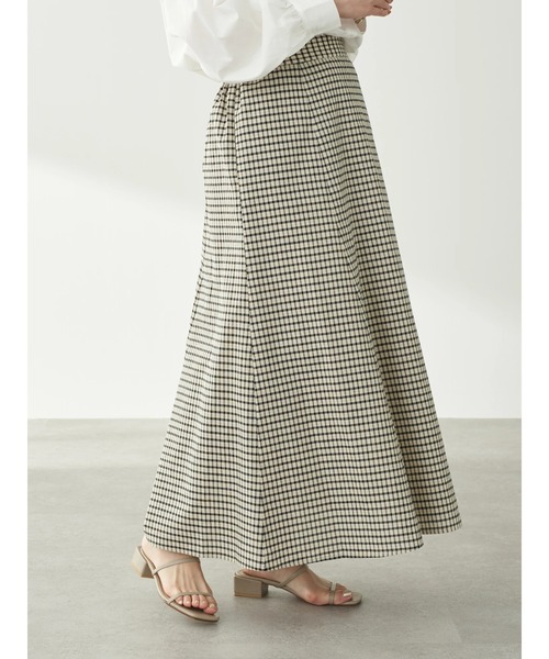 earth music&ecology（アースミュージックアンドエコロジー）の「フレンチリネンブレンドスカート　＊（スカート・レディース・サーモンピンク/チェック/ベージュ/その他8/ミント/ダークネイビー・FREE）」の8枚目の写真