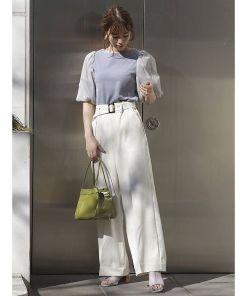 dazzlin（ダズリン）の「スリーブアソートカットトップス（Tシャツ/カットソー・レディース・オフホワイト/ブルー/モカ・FREE）」の6枚目の写真