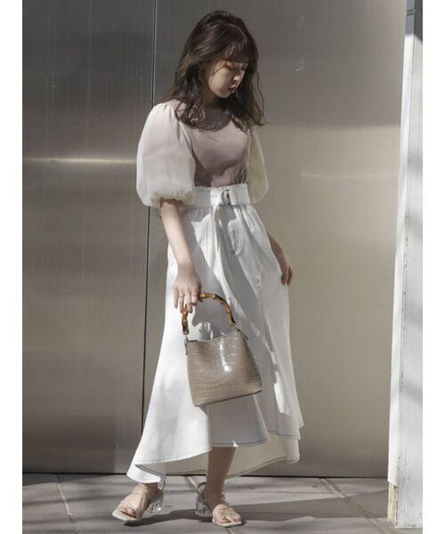 dazzlin（ダズリン）の「スリーブアソートカットトップス（Tシャツ/カットソー・レディース・オフホワイト/ブルー/モカ・FREE）」の9枚目の写真