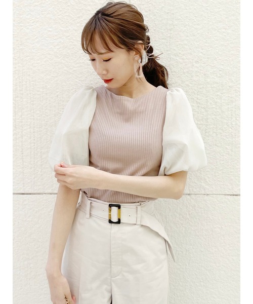 dazzlin（ダズリン）の「スリーブアソートカットトップス（Tシャツ/カットソー・レディース・オフホワイト/ブルー/モカ・FREE）」の3枚目の写真