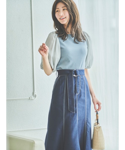 dazzlin（ダズリン）の「スリーブアソートカットトップス（Tシャツ/カットソー・レディース・オフホワイト/ブルー/モカ・FREE）」の12枚目の写真