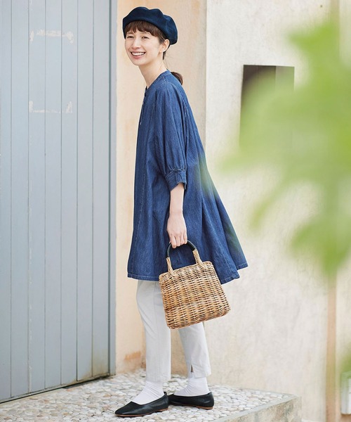 Sunny clouds（サニークラウズ）の「サニークラウズ　ゆるっとデニムチュニック〈レディース〉（チュニック・レディース・インディゴブルー・MEDIUM/LARGE/X-LARGE/XX-LARGE/NM）」の6枚目の写真