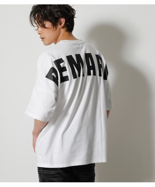 AZUL by moussy(アズールバイマウジー)の「REMARK BIG LOGO TEE/リマークビッグロゴTシャツ(Tシャツ/カットソー・メンズ・ホワイト/ブラック/ブルー・LARGE/MEDIUM)」の2枚目の写真