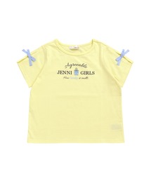 防蚊ギンガムリボン袖スリットTシャツ