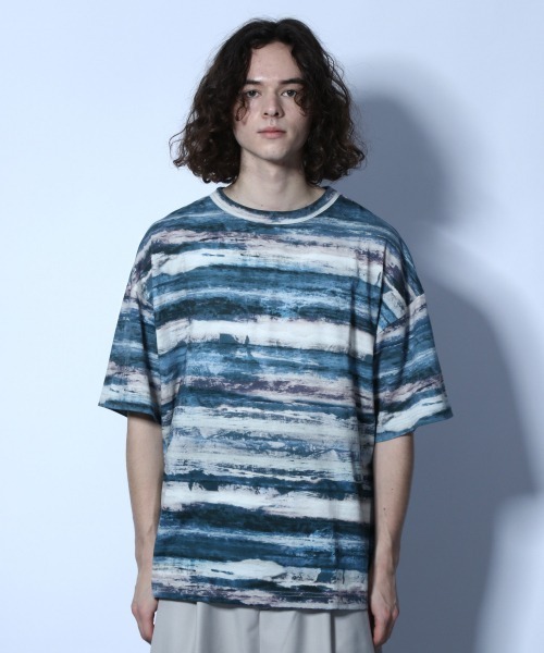 HARE(ハレ)の「アートボーダーカットソー(HARE)(Tシャツ/カットソー・メンズ・ブルー系その他/ホワイト系その他/グリーン系その他・SMALL/MEDIUM)」の6枚目の写真