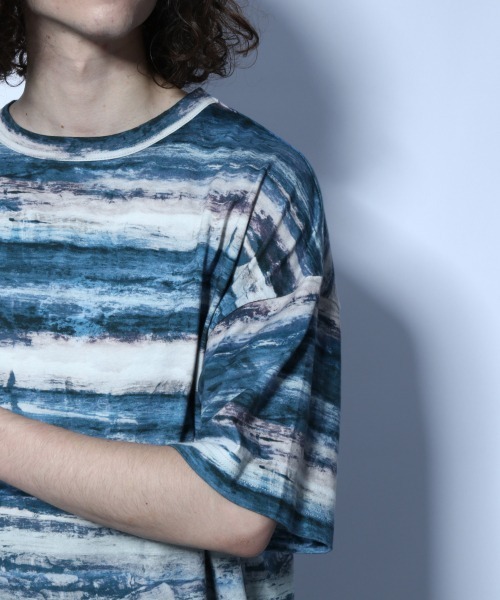 HARE(ハレ)の「アートボーダーカットソー(HARE)(Tシャツ/カットソー・メンズ・ブルー系その他/ホワイト系その他/グリーン系その他・SMALL/MEDIUM)」の10枚目の写真