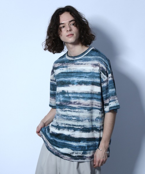 HARE(ハレ)の「アートボーダーカットソー(HARE)(Tシャツ/カットソー・メンズ・ブルー系その他/ホワイト系その他/グリーン系その他・SMALL/MEDIUM)」の16枚目の写真