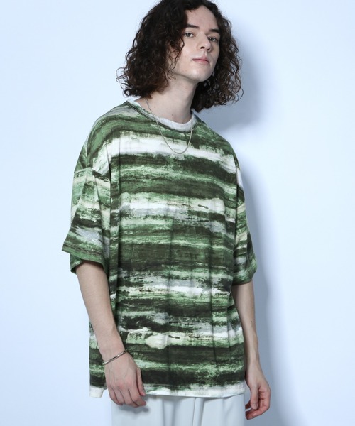 HARE(ハレ)の「アートボーダーカットソー(HARE)(Tシャツ/カットソー・メンズ・ブルー系その他/ホワイト系その他/グリーン系その他・SMALL/MEDIUM)」の14枚目の写真