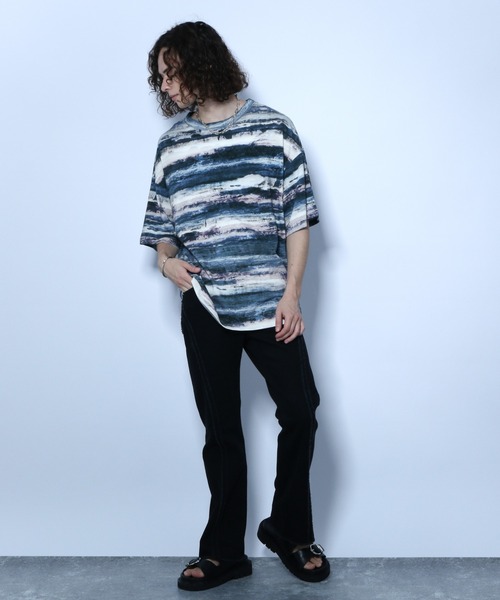 HARE(ハレ)の「アートボーダーカットソー(HARE)(Tシャツ/カットソー・メンズ・ブルー系その他/ホワイト系その他/グリーン系その他・SMALL/MEDIUM)」の17枚目の写真