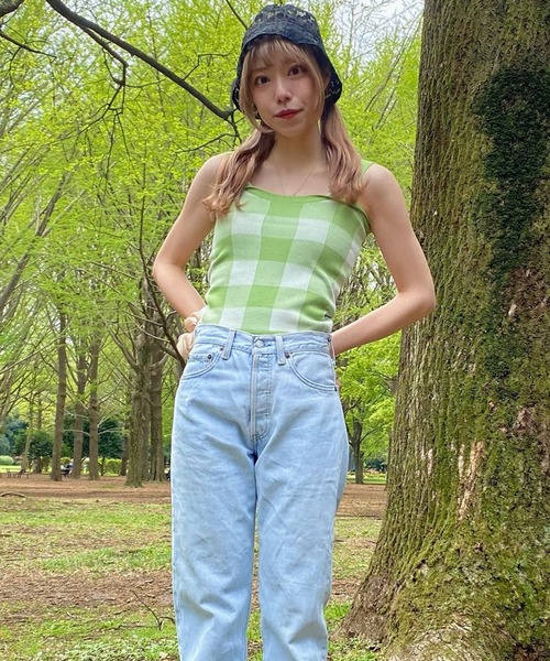 WEGO（ウィゴー）の「WEGO/ギンガムチェックキャミソール（キャミソール・レディース・ホワイト/サックスブルー/イエロー/グリーン・FREE）」の12枚目の写真