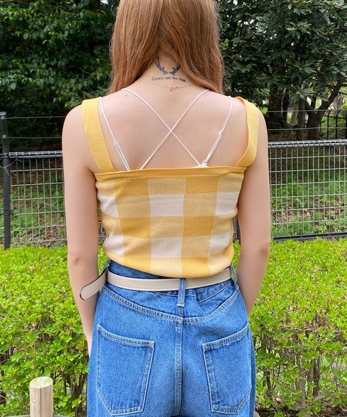 WEGO（ウィゴー）の「WEGO/ギンガムチェックキャミソール（キャミソール・レディース・ホワイト/サックスブルー/イエロー/グリーン・FREE）」の13枚目の写真