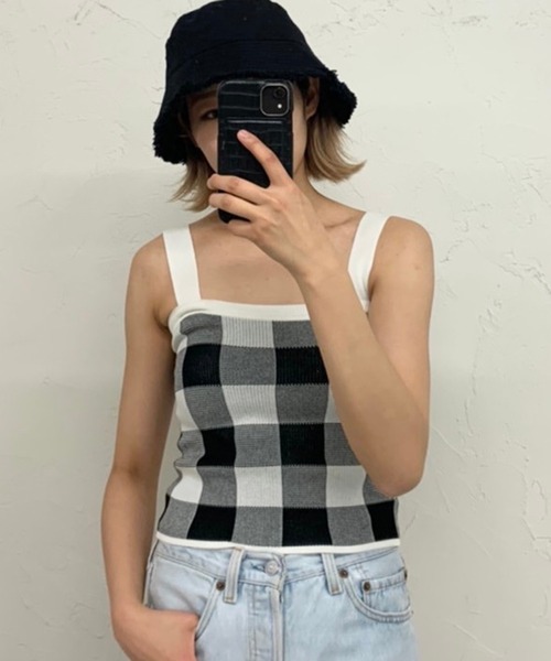 WEGO（ウィゴー）の「WEGO/ギンガムチェックキャミソール（キャミソール・レディース・ホワイト/サックスブルー/イエロー/グリーン・FREE）」の15枚目の写真
