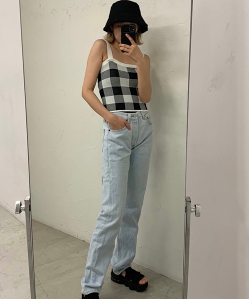 WEGO（ウィゴー）の「WEGO/ギンガムチェックキャミソール（キャミソール・レディース・ホワイト/サックスブルー/イエロー/グリーン・FREE）」の8枚目の写真