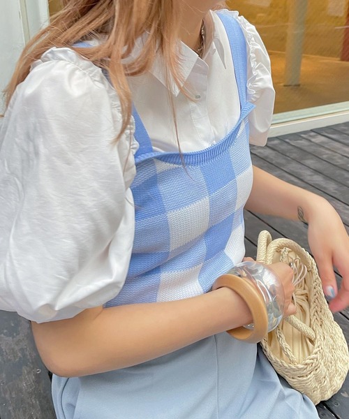 WEGO（ウィゴー）の「WEGO/ギンガムチェックキャミソール（キャミソール・レディース・ホワイト/サックスブルー/イエロー/グリーン・FREE）」の18枚目の写真