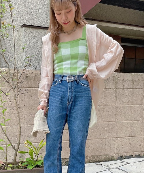 WEGO（ウィゴー）の「WEGO/ギンガムチェックキャミソール（キャミソール・レディース・ホワイト/サックスブルー/イエロー/グリーン・FREE）」の19枚目の写真